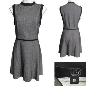 tibi dress‎ size 10 black sleeveless fit & flare mini stretch casual office
